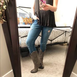 Nurture gray leather boots size 7M